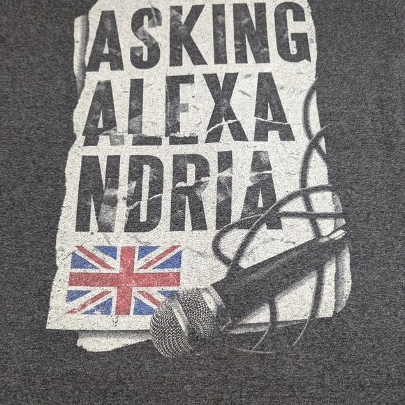 Asking Alexandria Concert Tee Shirt Grey With Microphone and Union Jack Large - Picture 2 of 8